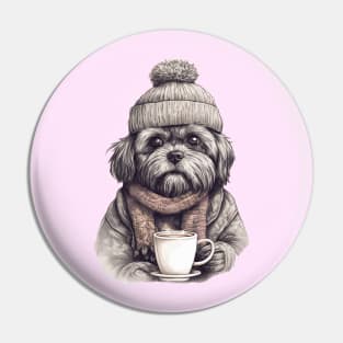 dog and coffee Pin