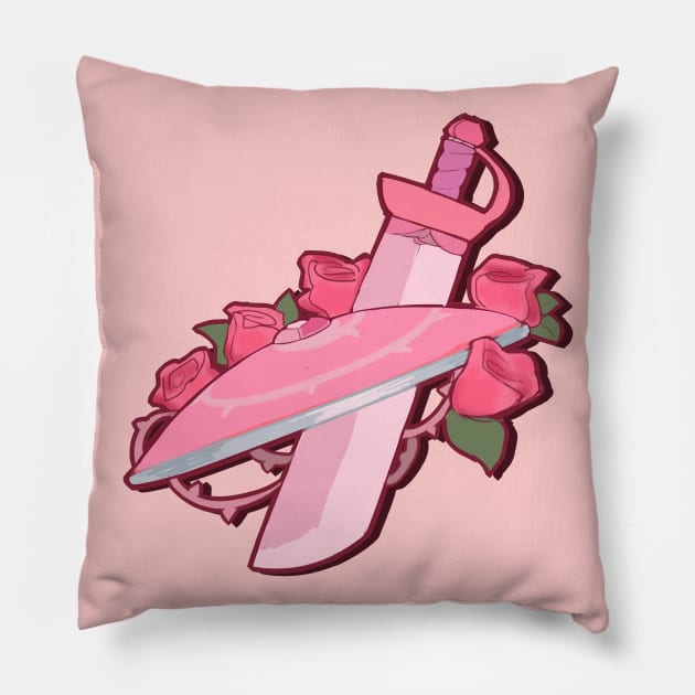 Rose Sword and Shield Pillow by Cooltinho