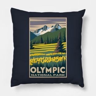 A Vintage Travel Art of the Olympic National Park - Washington - US Pillow