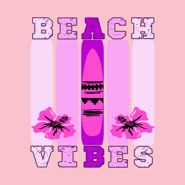 Pink Summer Beach Vibes Surfboard Floral design by BEAUTIFUL WORDSMITH