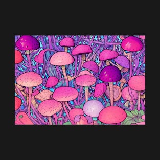 Pink Strawberry Mushroom Forrest T-Shirt