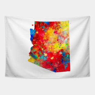 Arizona State Watercolor Map Painting Tapestry