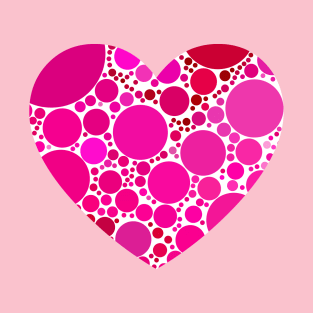 Hot Pink and Red Polka Dots Heart T-Shirt
