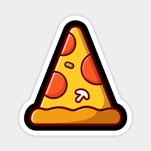 Slice of pizza with mushroom cartoon Magnet by Catalyst Labs