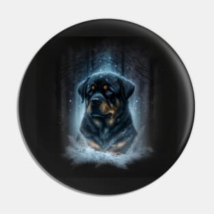 Mysterious Rottweiler In The Forest Pin