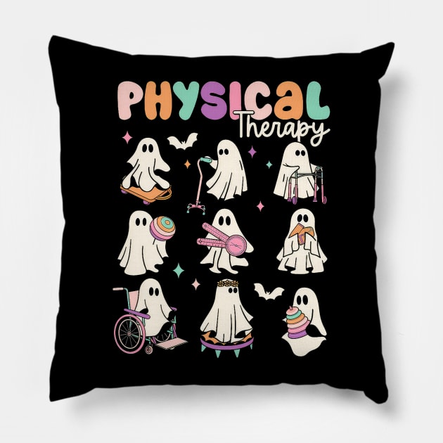 Cute Ghost Physical Therapy PT Physical Therapist Halloween Pillow by patelmillie51