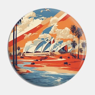 Orange Sydney Opera House Australia Vintage Travel Poster Tourism Pin