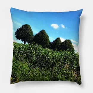 Sunshine meadow with adorable 4 queued trees Pillow