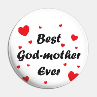 Best God-Mother Ever heart doodle hand drawn design Pin