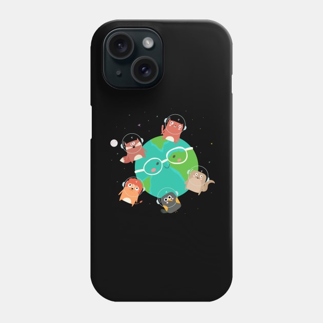 Cute animals in space - Friends stick together Phone Case by Messy Nessie