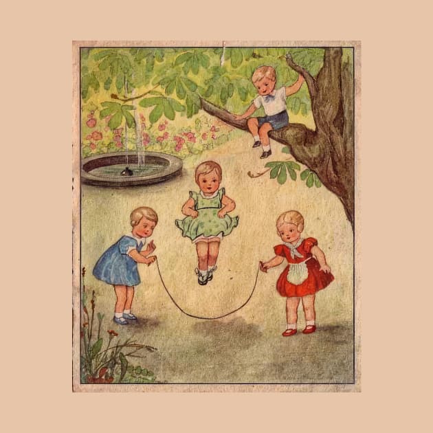 Children at play- ilustration from a vintage childrens book by stevepaint