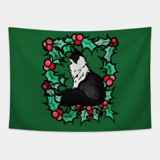 Tuxedo Cat Christmas Tapestry