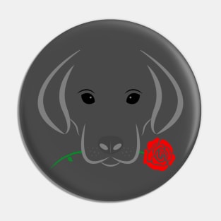 Rescue Puppy Valentine's Day, cute Puppy with Rose in mouth Pin