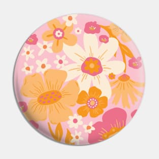 Groovy 60s Floral - Florida Pink Pin