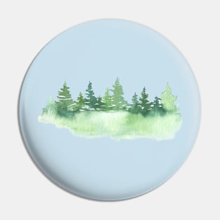 Forest in a winter snow storm - watercolor Pin