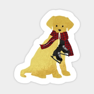 Preppy Golden Retriever Dog-Winter Ice Skates Magnet