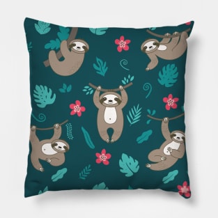 Happy Sloth Pattern Pillow