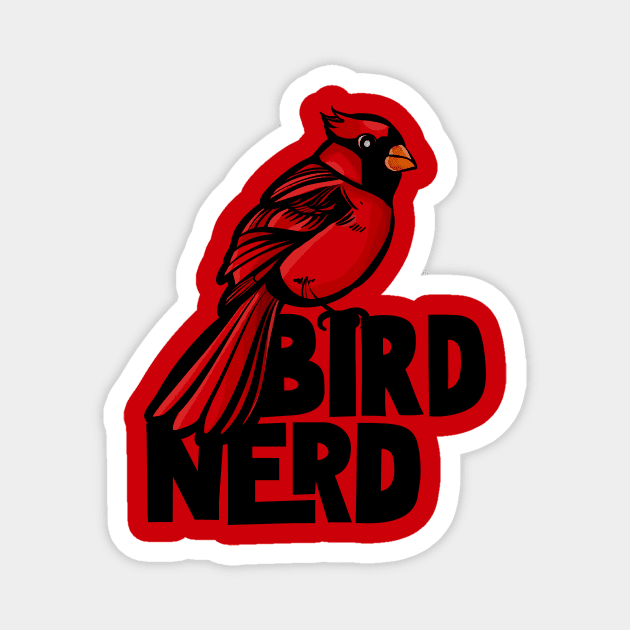 Bird Nerd Red Cardinal Magnet by bubbsnugg