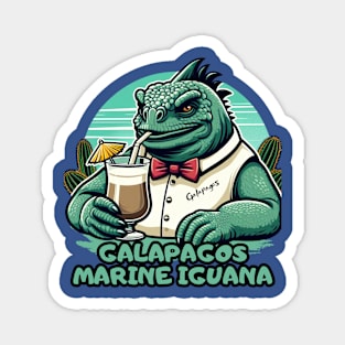 Galapagos marine iguana enjoying summer retro vintage Magnet