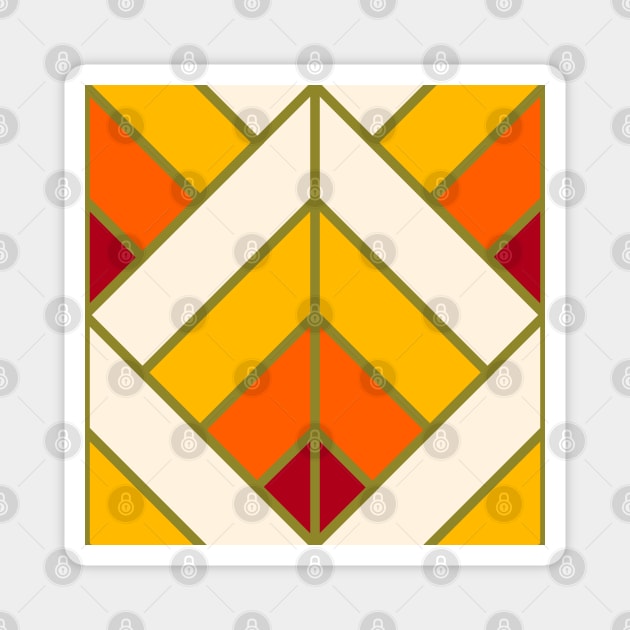 Geometric Pattern: Art Deco Diamond: Sunset Magnet by Red Wolf