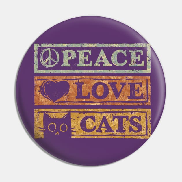 Peace Love Cats Pin by kg07_shirts