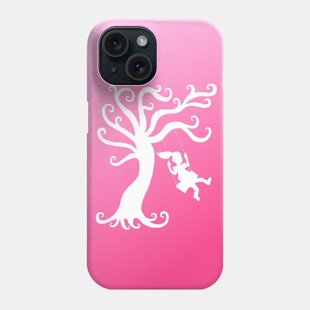 Pink Ombre Tree Swing Silhouette Phone Case by Art by Deborah Camp