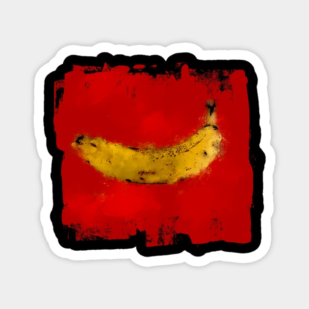 Pop Art Banana over red background Magnet by Hector Navarro