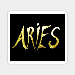 ARIES TAROT, HOROSCOPE, BIRTH SIGN, GOLD INK ON BLACK Magnet