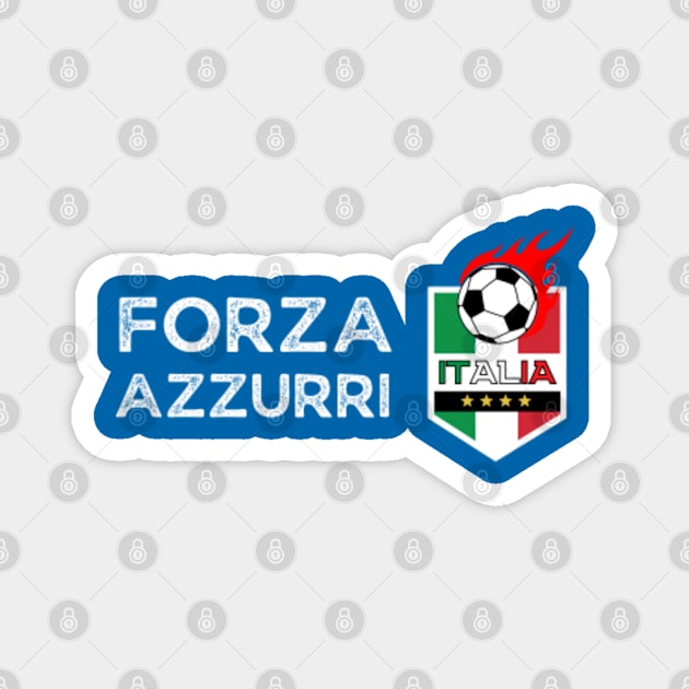 Italia Forza Azzurri Calcio Football Fire Soccer Jersey Magnet by Happy Hour Vibe