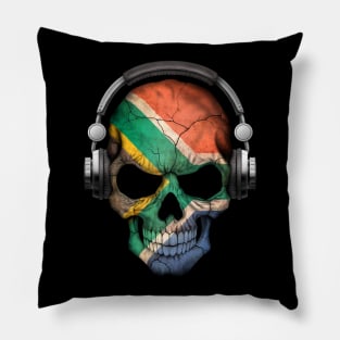 Dark Skull Deejay with South African Flag Pillow