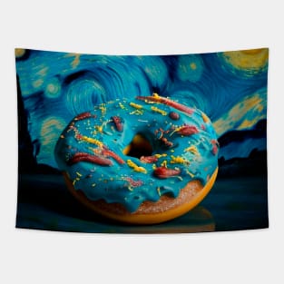 Funny Donut, Junk Food, Van Gogh Sugary Night Tapestry