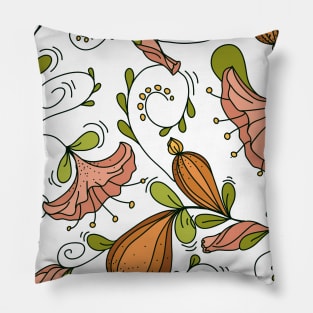 pattern with pumpkins and flowers Pillow