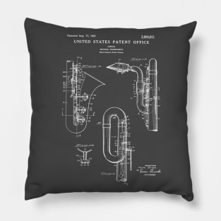 Saxophone Patent White Pillow