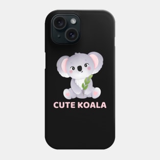 Gray and Pink Cute Koala Phone Case