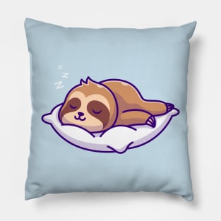 Cute Sloth Sleeping On Pillow Cartoon Pillow