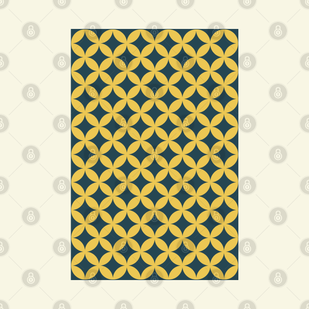 Retro Geometrical Pattern Navy Blue and Mustard Yellow by tramasdesign