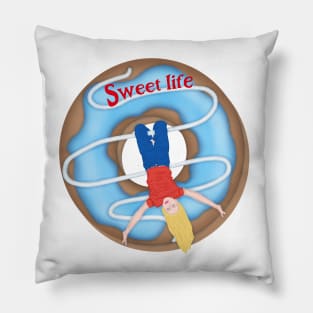 Sweet life. Cheerful life and sweet donut Pillow