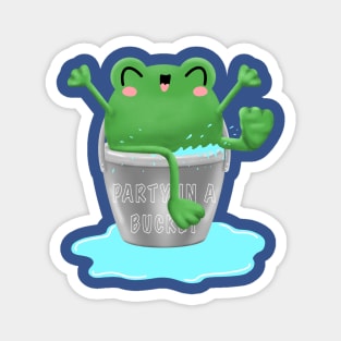 Frog party in a bucket, cute frog illustration in water bucket Magnet