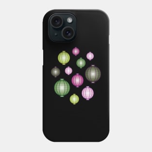 Lanterns | Mid Autumn Festival | Pink Green | Black Phone Case