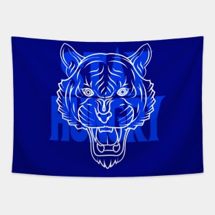 Stay Hungry Racer Blue and White Tapestry