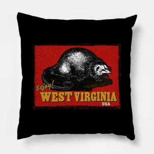 Vintage West Virginia Tourist Pillow