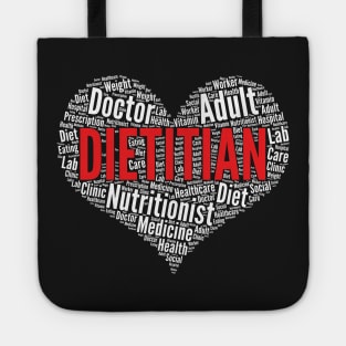 Dietitian Heart Shape Word Cloud Design Nutritionist graphic Tote