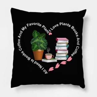 Books Coffee And Plant Pillow