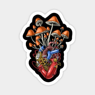 Magic Mushrooms Steampunk Heart Magnet