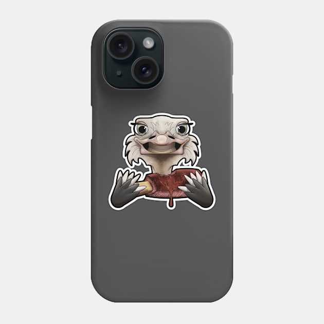 SNAX Ostrich eating ribs Phone Case by SilverBaX