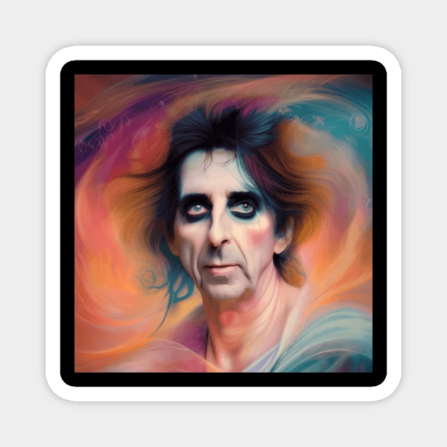 Alice Cooper Portrait Painting Magnet by iZiets