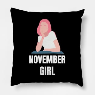 November Birthday Women Girl Pink Pillow