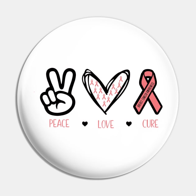 Peace, Love, Cure Pin by Cargoprints