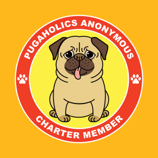 Pugaholics Anonymous Charter Member Pug Dog Lover (Yellow) T-Shirt