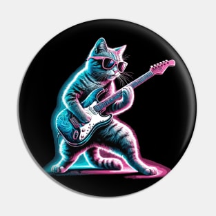 Electric Guitar Cat Rock Music Retro Funny Cat Pin